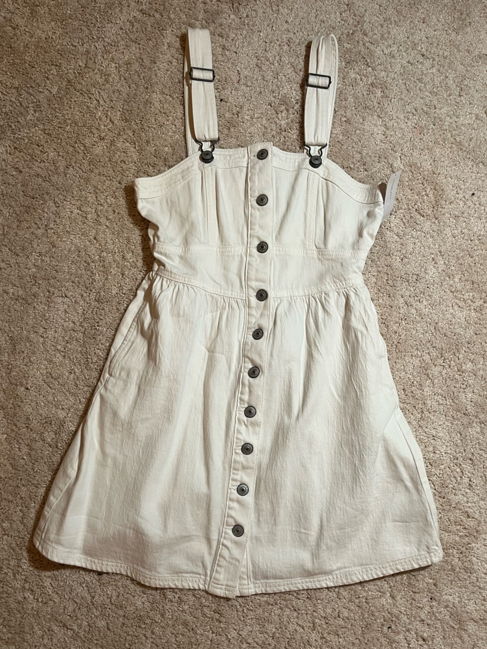 American Eagle Outfitters White Denim Jacket with Branded Hardware
